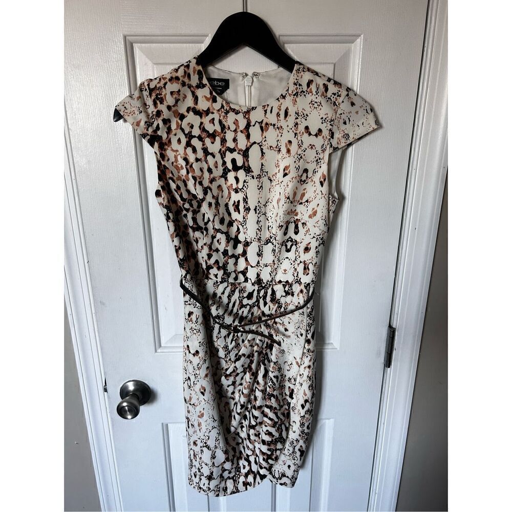 Bebe  animal print dress size 00 cat leopard cheetah work business dress sexy nw